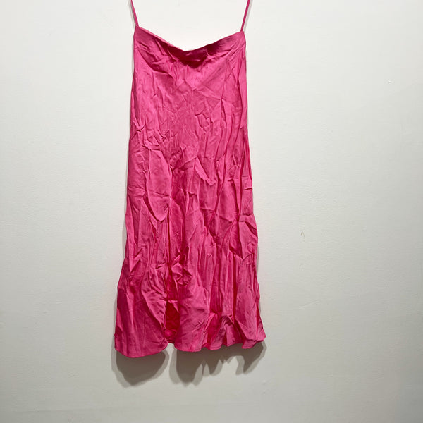 L'Agence Clarisa Bias Cut Mid Rise Pull On Midi Slip Skirt Bubblegum Pink XS