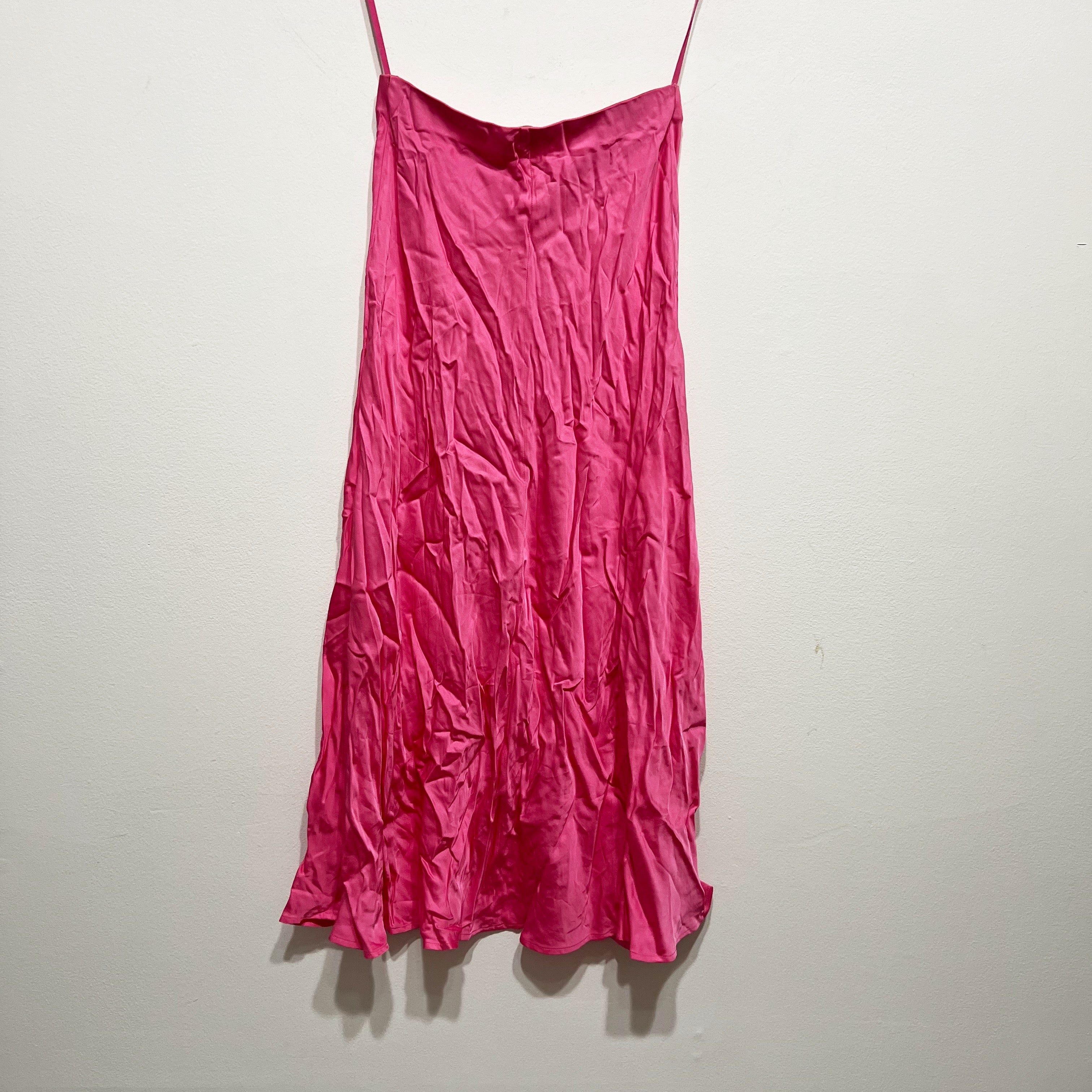 L'Agence Clarisa Bias Cut Mid Rise Pull On Midi Slip Skirt Bubblegum Pink XS