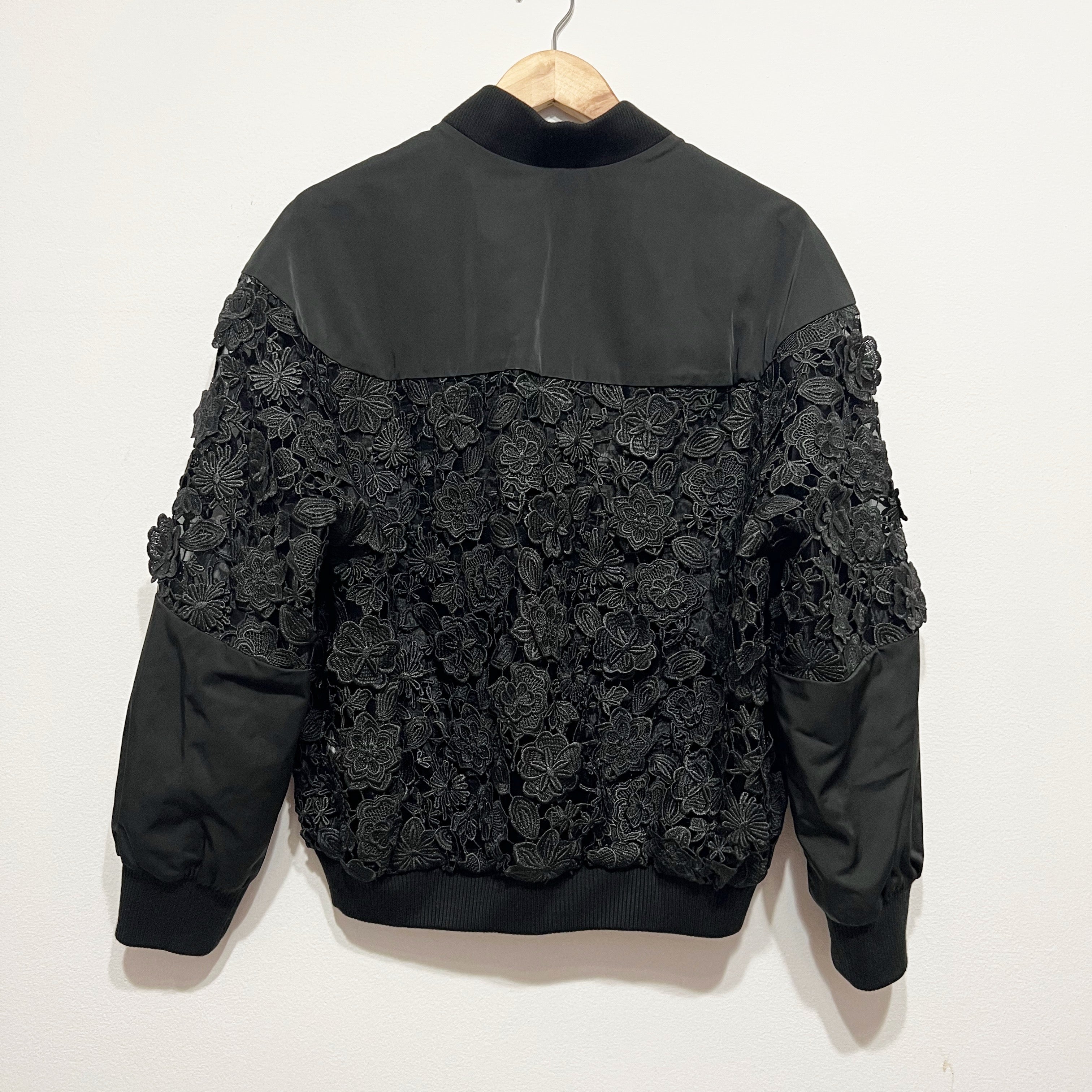 Cami NYC Ramsey Allover Floral Flower Lace Applique Snap Button Bomber Jacket