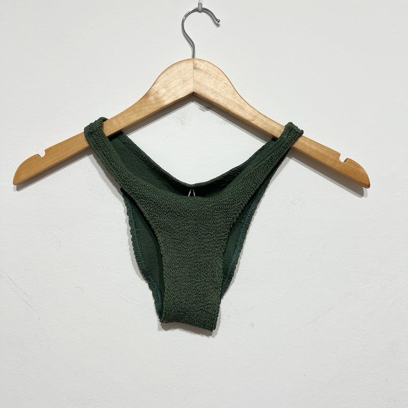 Bond Eye Women's Smocked Stretch Swim Bathing Suit Bikini Bottom Solid Green OS