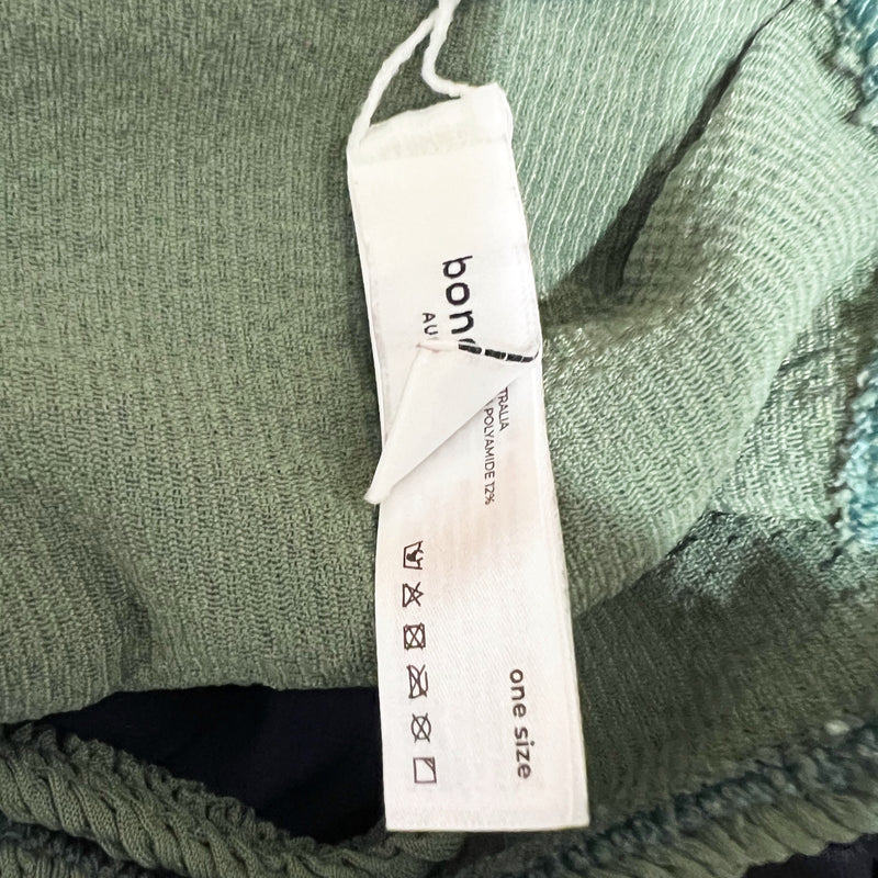 Bond Eye Women's Smocked Stretch Swim Bathing Suit Bikini Bottom Solid Green OS