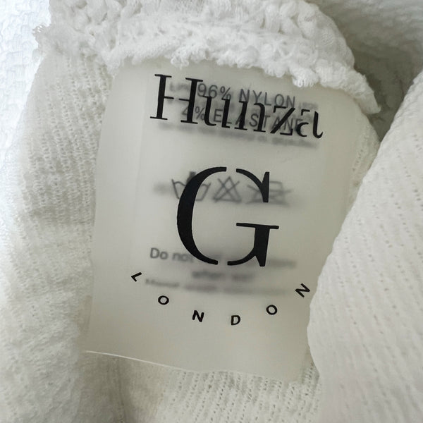 Hunza G Women's Smocked Ruched Stretch Swim Bathing Suit Bikini Bottom White OS