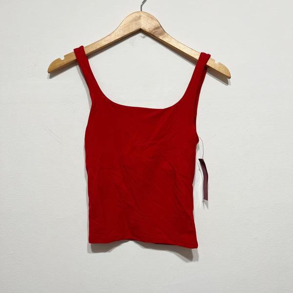 NEW Carbon 38 Wide Scoop Athletic Work Out Built In Sports Bra Tank Solid Red XS