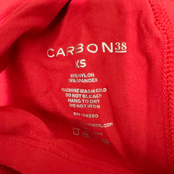 NEW Carbon 38 Wide Scoop Athletic Work Out Built In Sports Bra Tank Solid Red XS