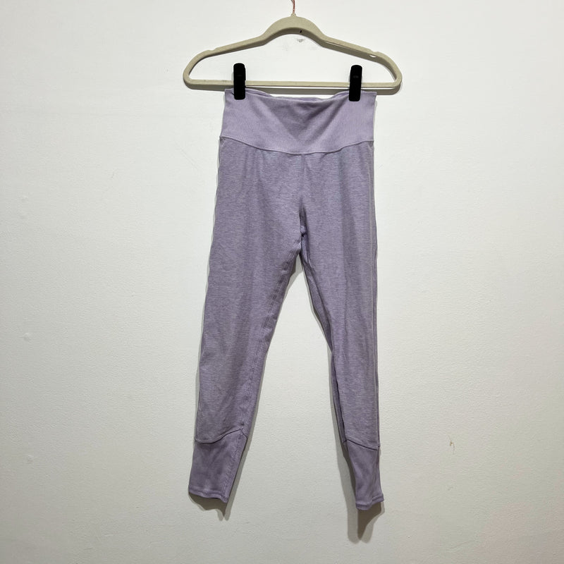 Alo Yoga Women's High Waist Alosoft Ribbed Waist Lounge Leggings Lilac Purple M