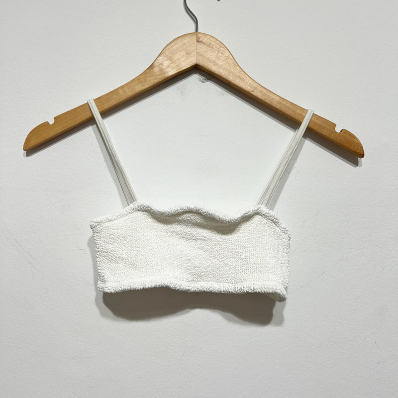 Hunza G Gigi Bikini Smocked Stretch Bikini Swim Bathing Suit Top White