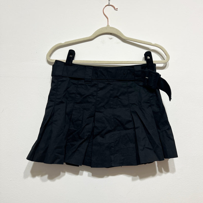 Cinq A Sept Janina Cotton Stretch Belted Pleated Mini School Girl Skirt Black 2