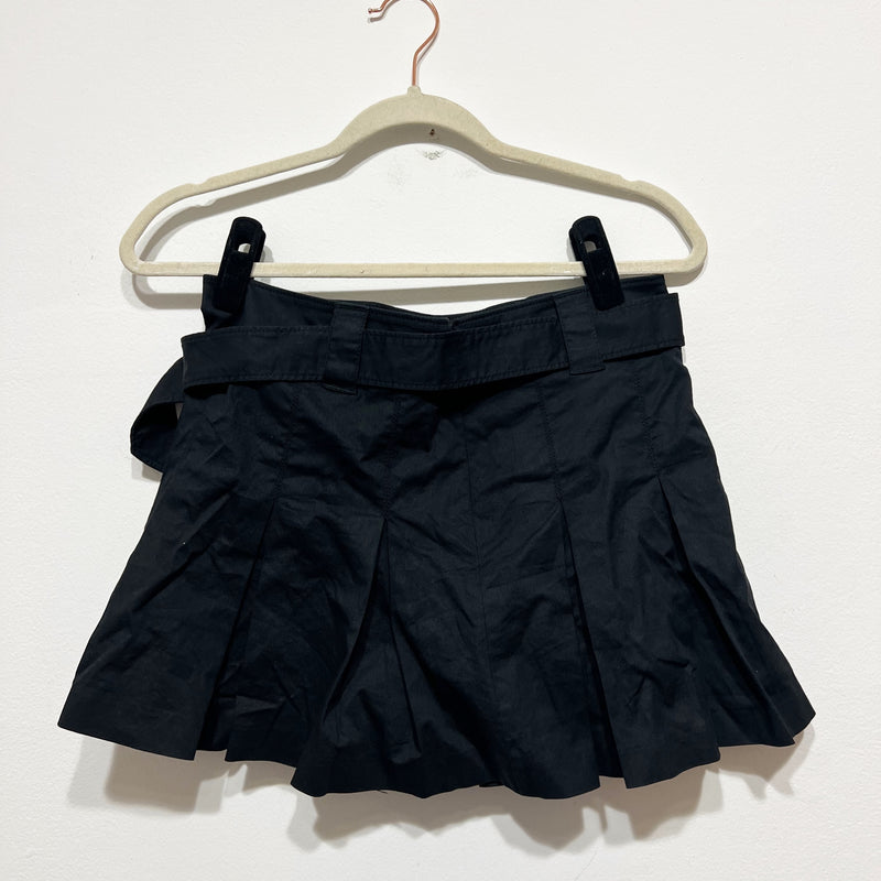 Cinq A Sept Janina Cotton Stretch Belted Pleated Mini School Girl Skirt Black 2