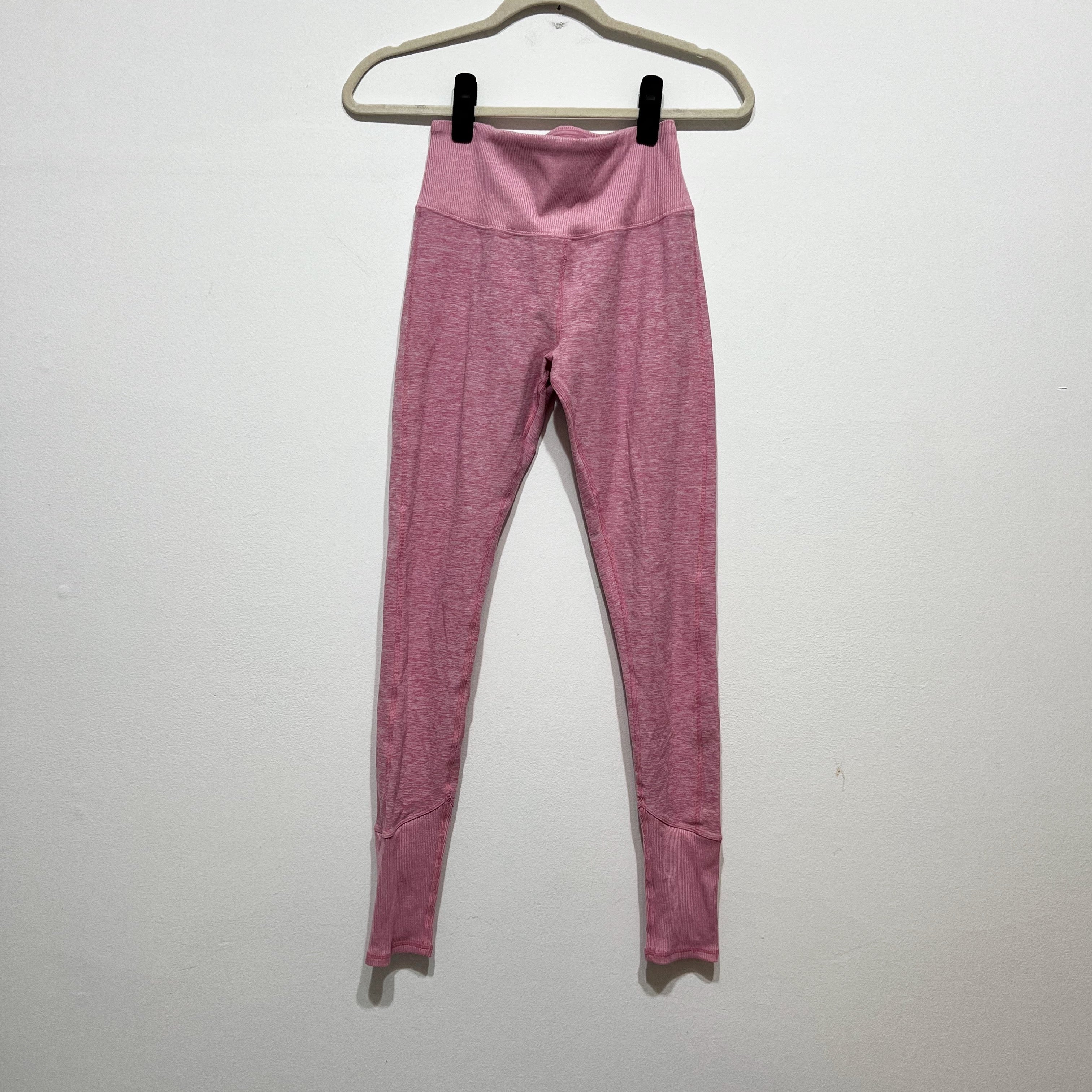 Alo Yoga High Waist Alosoft Ribbed Waist Lounge Leggings Parisian Pink Heather S