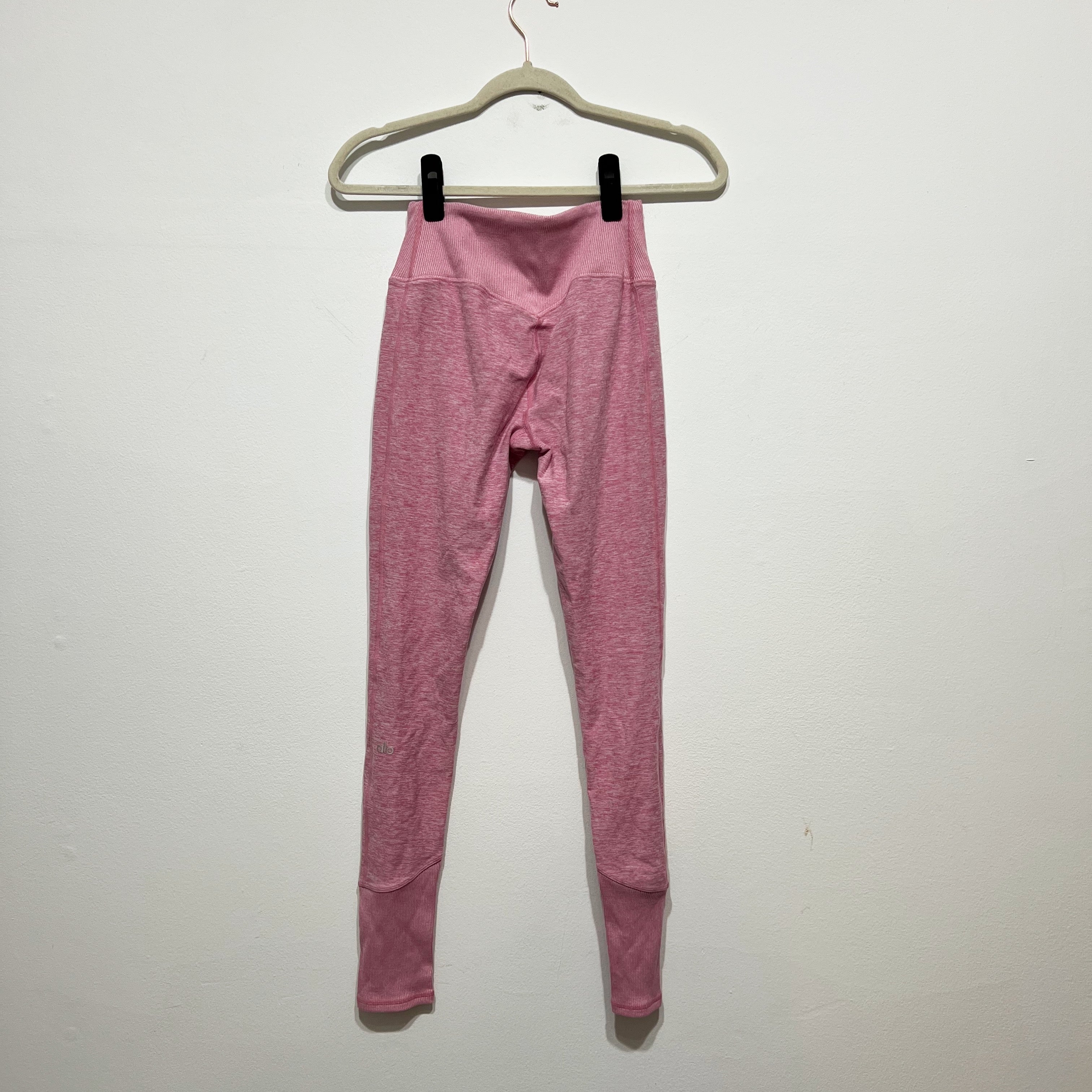 Alo Yoga High Waist Alosoft Ribbed Waist Lounge Leggings Parisian Pink Heather S