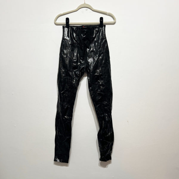 Spanx Women's Faux Vegan Patent Leather High Waisted Skinny Leggings Pants Black