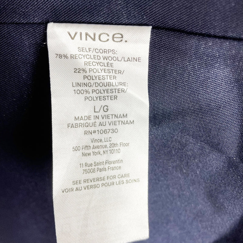 Vince Women's Brushed Wool Blend Double Breasted Coat Overcoat Jacket Blue L