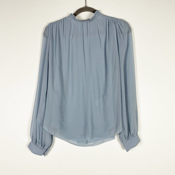 Wilfred Aritzia Lightweight Chiffon Long Sleeve Shirred Smocked Shoulder Blouse