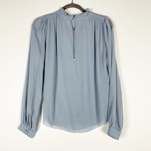 Wilfred Aritzia Lightweight Chiffon Long Sleeve Shirred Smocked Shoulder Blouse