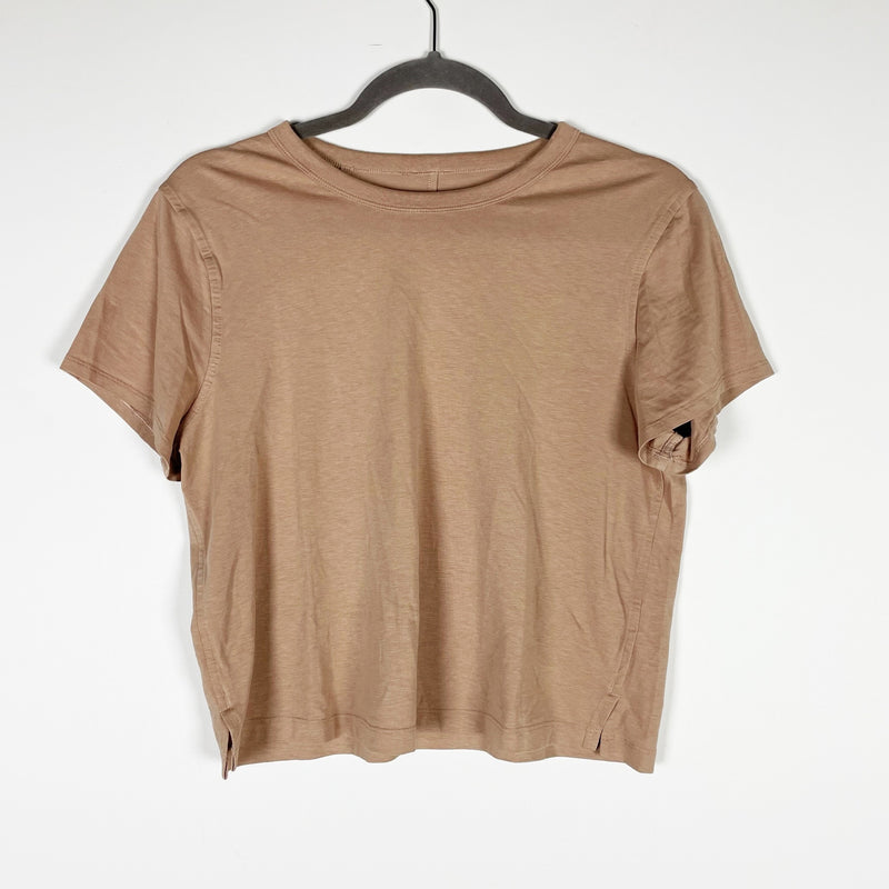 Lululemon Women's Classic Fit Cotton Blend Crew Neck Short Sleeve T-Shirt Brown