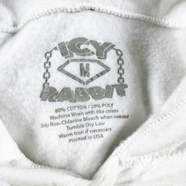 Icy Rabbit Run Rabbit Run Graphic Print Fleece Lined Hoodie Sweatshirt White M