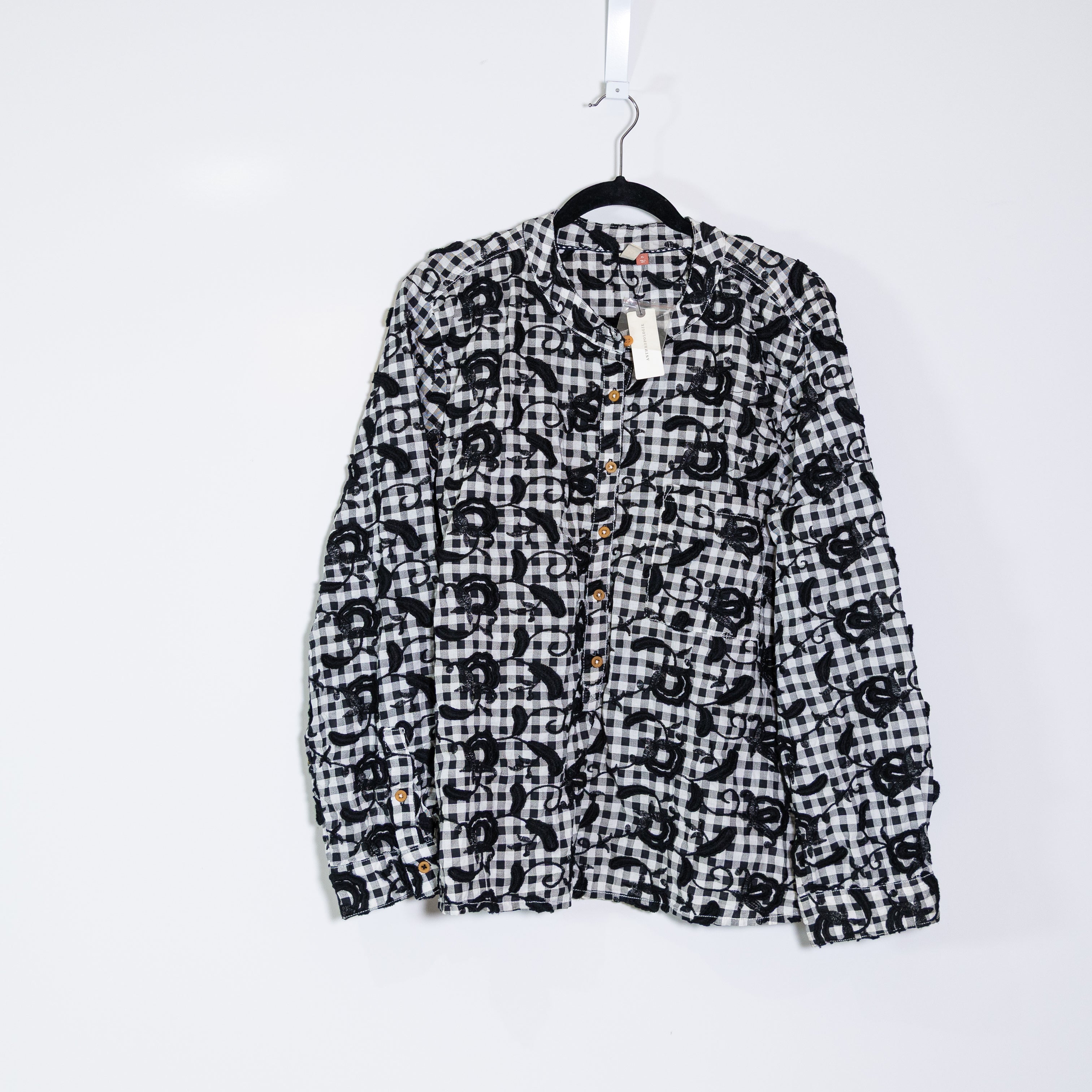 NEW Anthropologie Pilcro Gingham Whitney Cotton Button Down Blouse Shirt XL