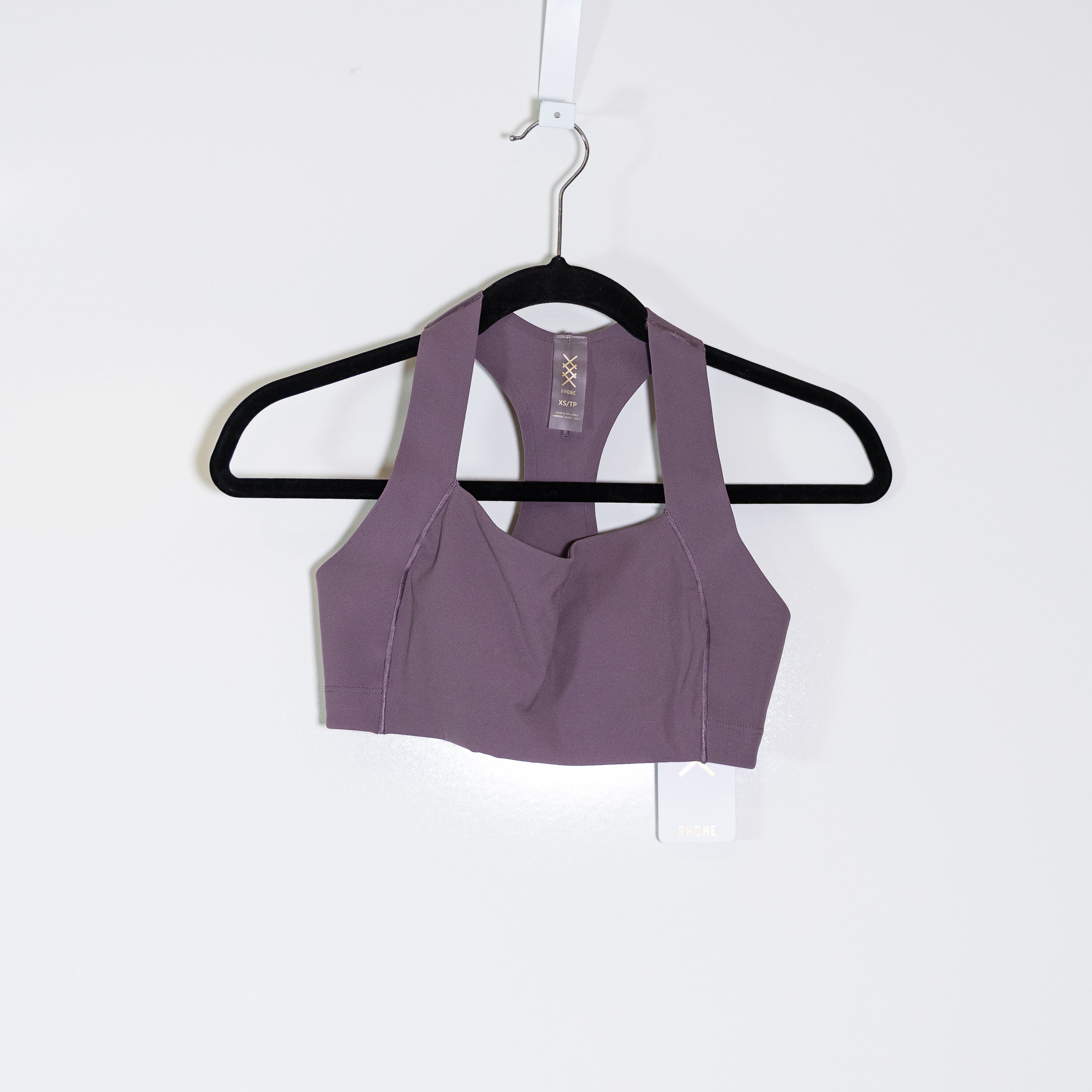 NEW Rhone Defy Racerback Athletic Work Out Sports Bra Dark Plum Purple XS