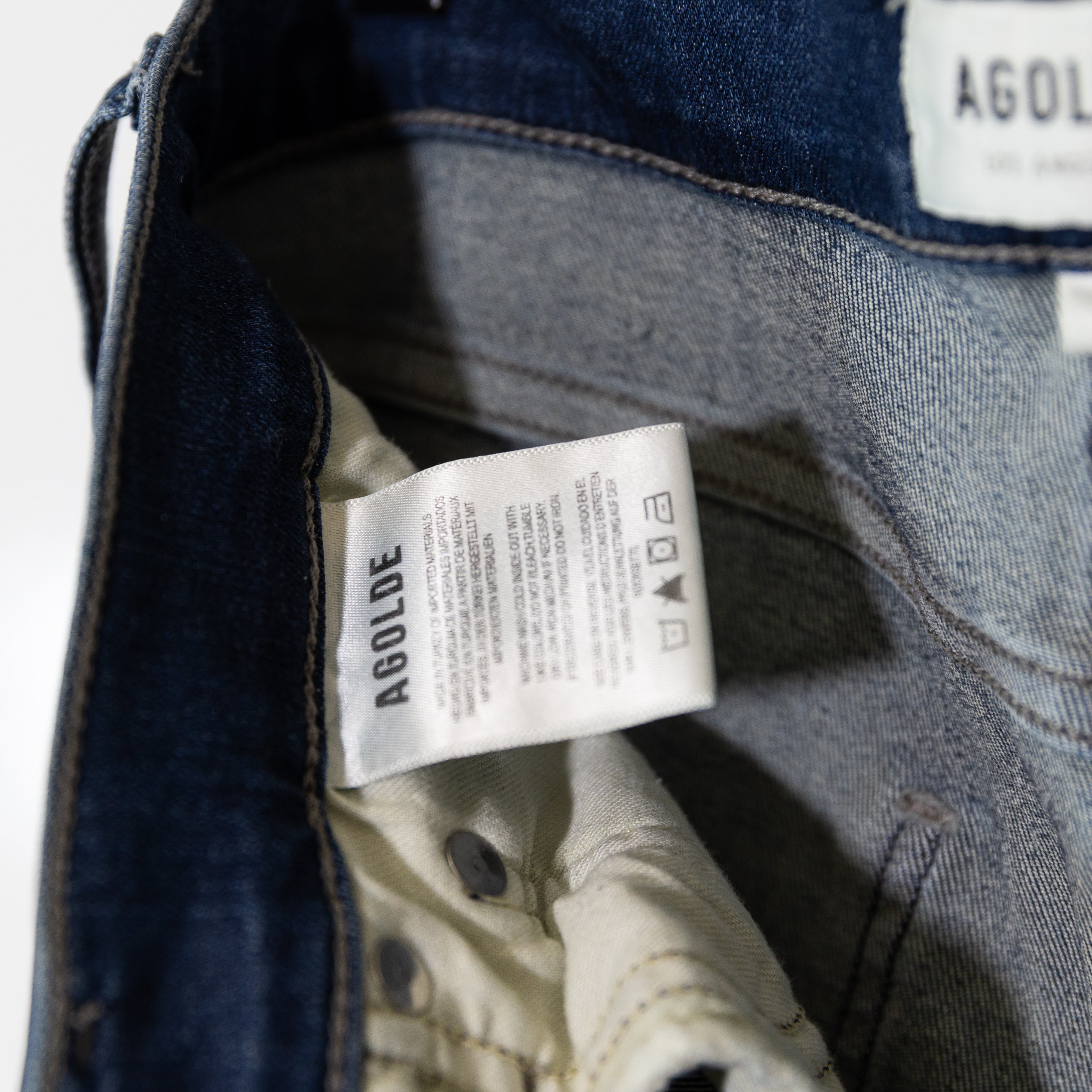 Agolde Women's High Rise Skinny Crop Cotton Stretch Denim Jeans Reverb Blue 28