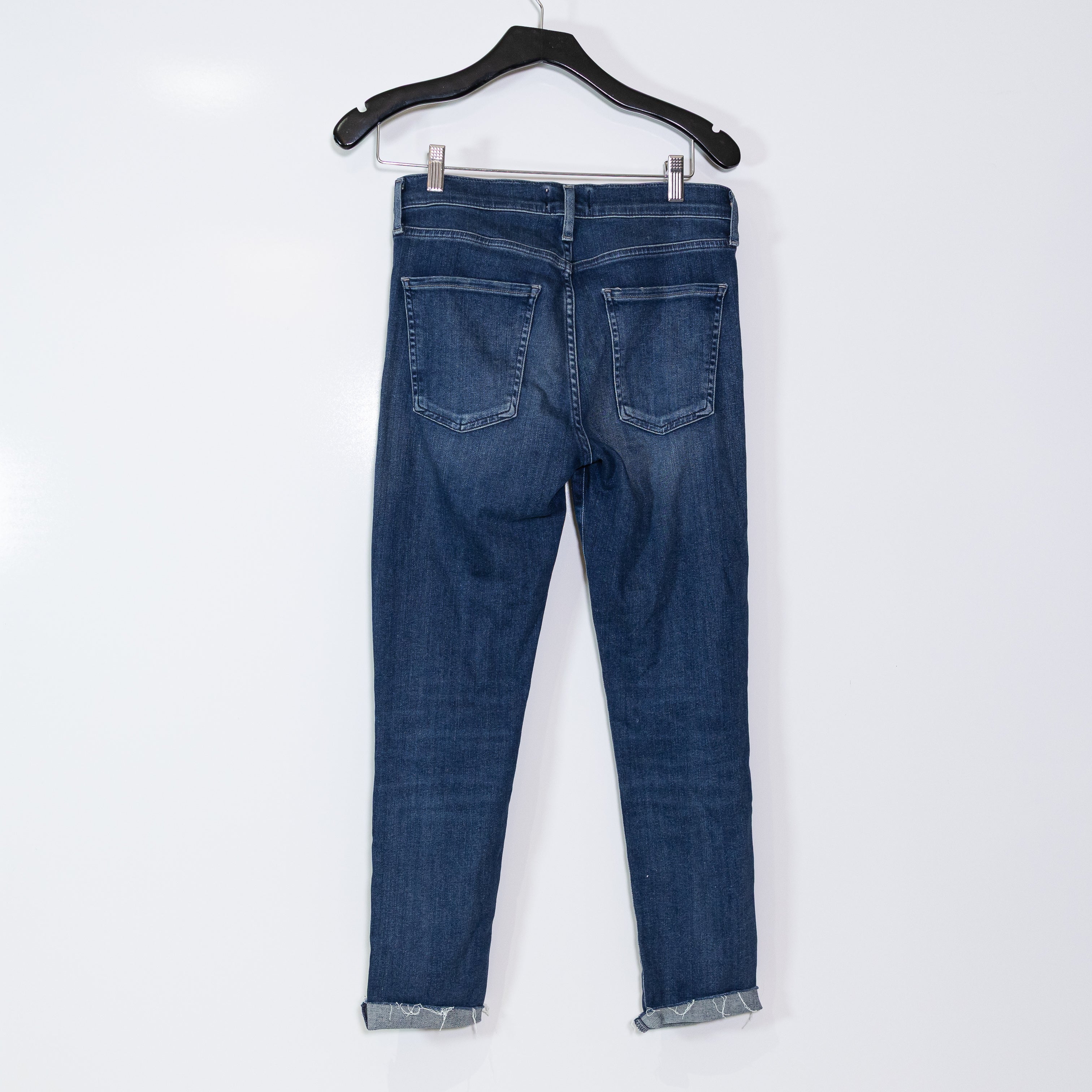 Agolde Women's High Rise Skinny Crop Cotton Stretch Denim Jeans Reverb Blue 28