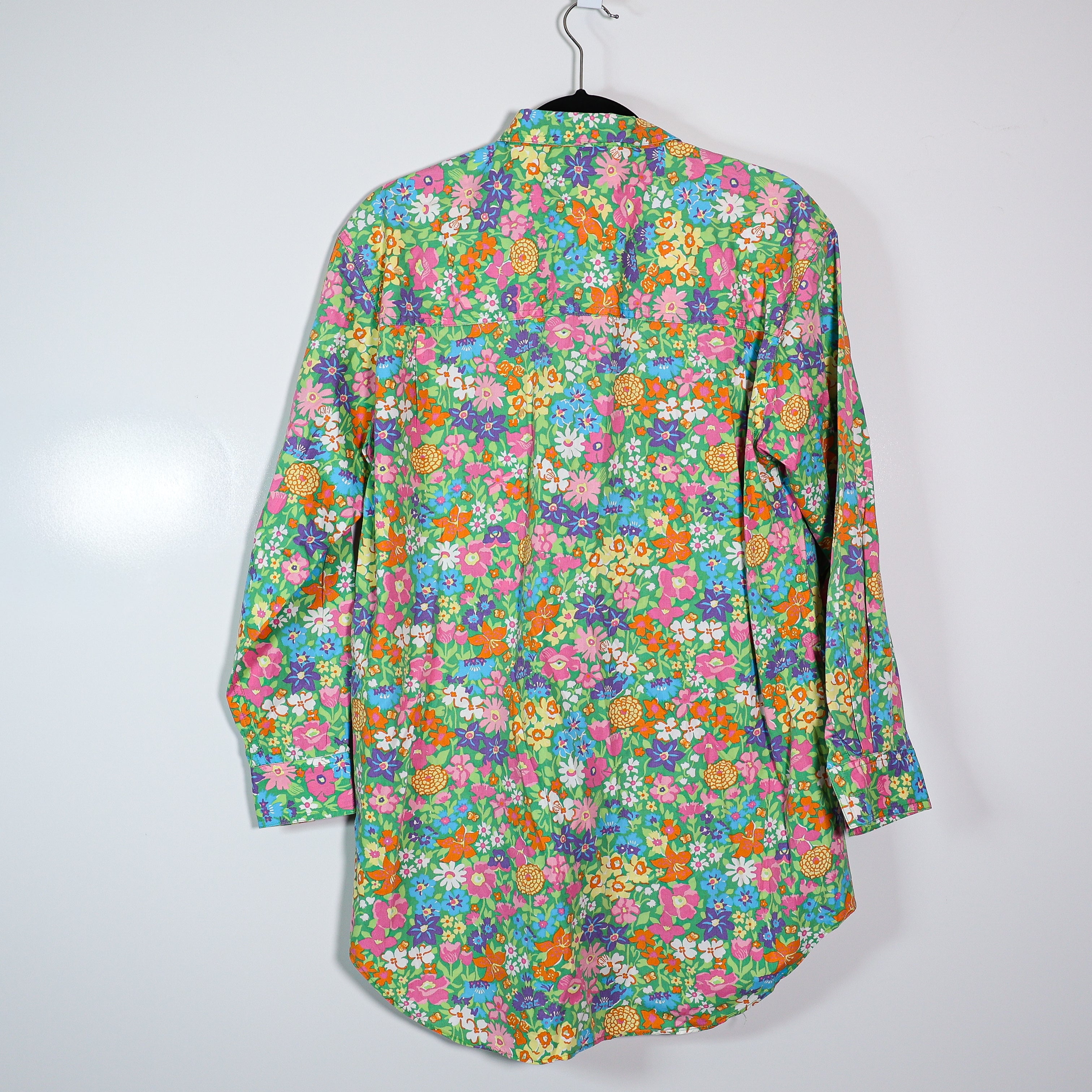 Lilly Pulitzer Vintage White Label Cotton Floral Print Button Front Blouse Shirt