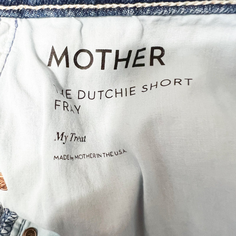 Mother Superior The Dutchie Short Fray High Rise Cotton Denim Jean My Treat 28