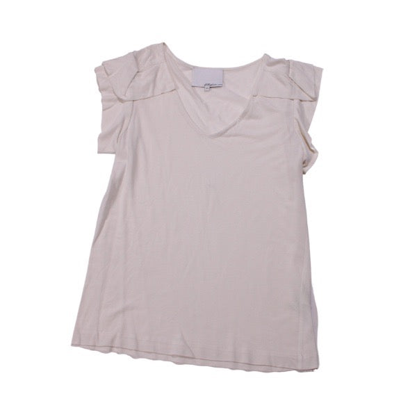 3.1 Phillip Lim Cotton Silk Lightweight V Neck Pleated Short Sleeve Tee Shirt XS