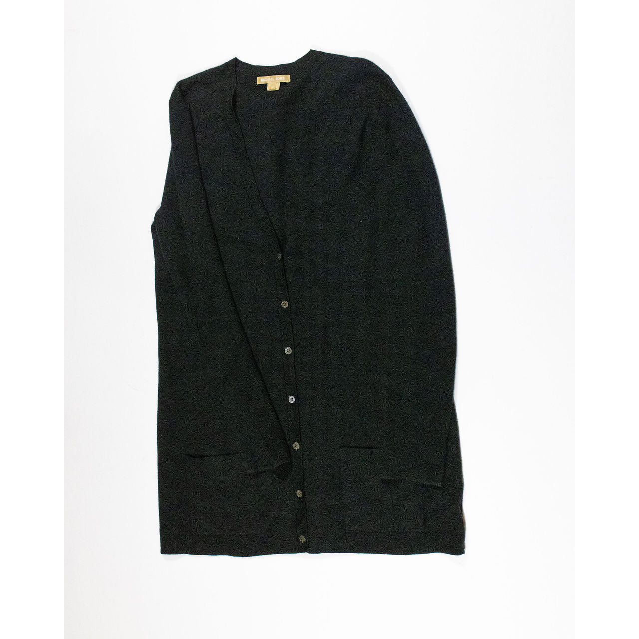 Michael Kors Super Cashmere Lightweight Knit Button Front Cardigan Sweater Black