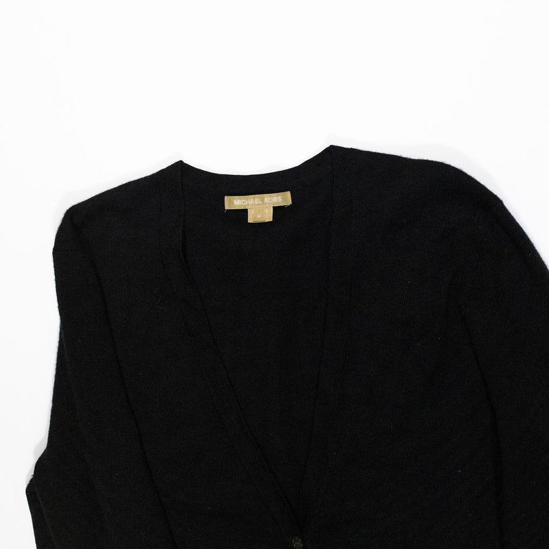 Michael Kors Super Cashmere Lightweight Knit Button Front Cardigan Sweater Black