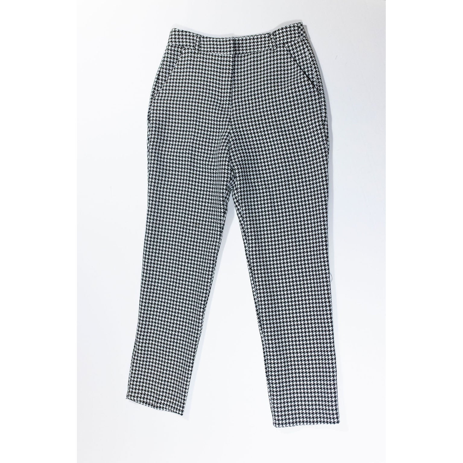 NEW ASOS Black White Gingham Print Pattern Stretch Ankle Cropped Pants 4