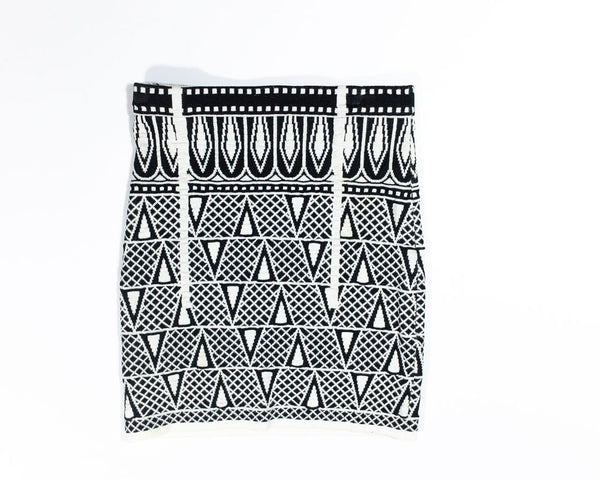 Exclusive For Intermix Black White Print Pattern Stretch Knit Mini Skirt Small