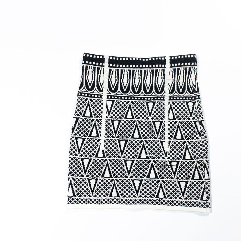 Exclusive For Intermix Black White Print Pattern Stretch Knit Mini Skirt Small