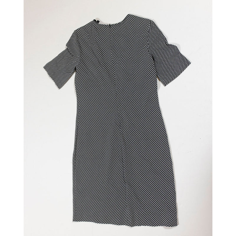 Theory Rijik B Claymont Stretch Knit Short Sleeve Sheath Mini Dress Black White