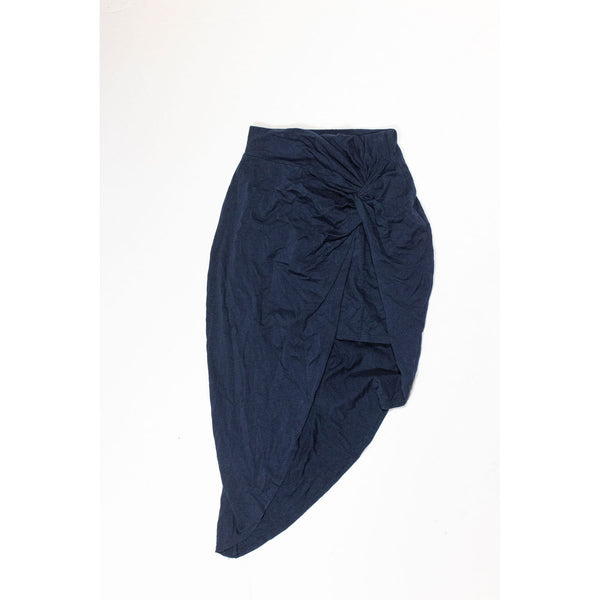 ASTR The Label Cotton Jersey Stretch Twist Knot Asymmetrical Hem Skirt Blue XS