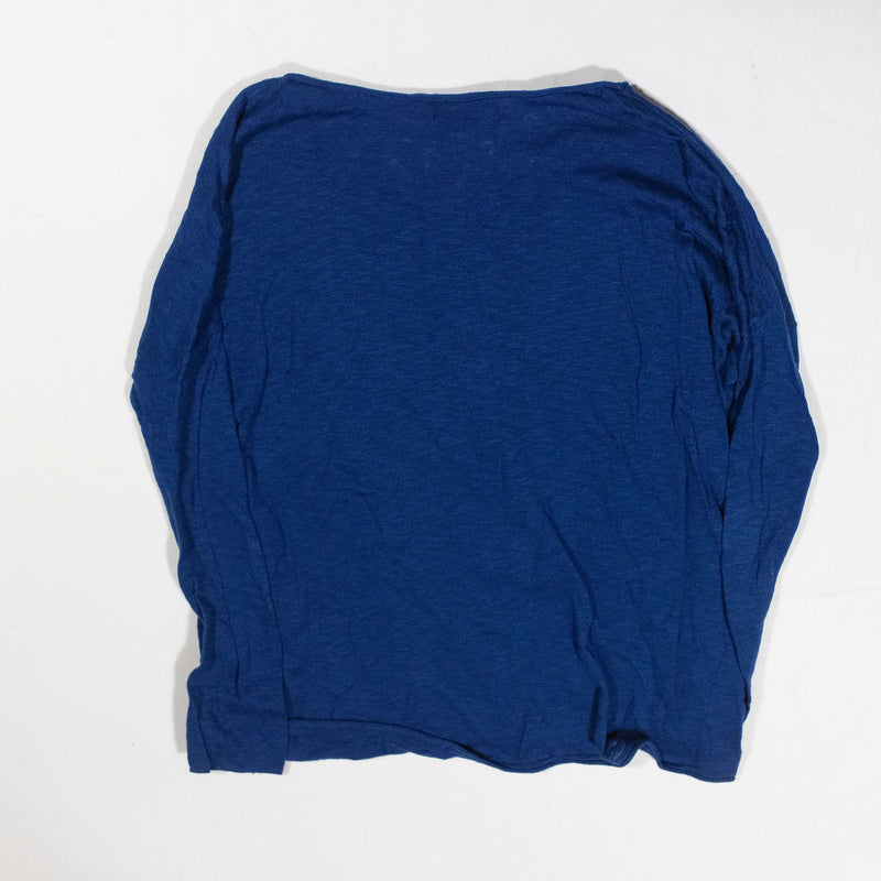 Vince Women's 100% Cotton Knit Stretch Scoop Neck Pullover Sweater Blue Small
