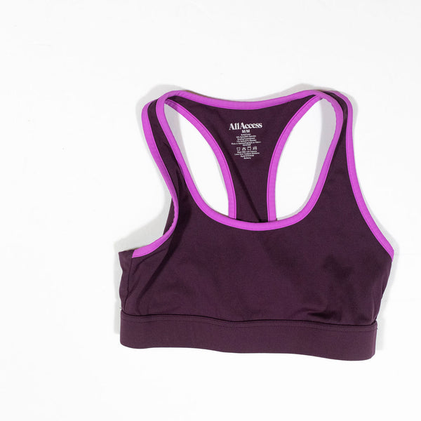 All Access Front Row Racerback Athletic Work Out Yoga Running Sport Bra Mulberry