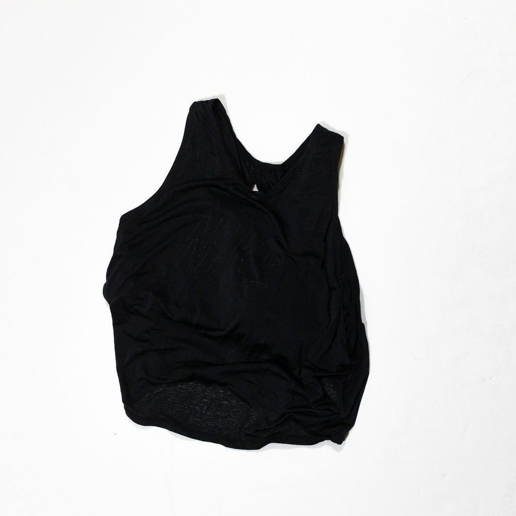 Nike Women's Running Athletic Work Out Overlay Tank Top Swoosh Logo Black Medium