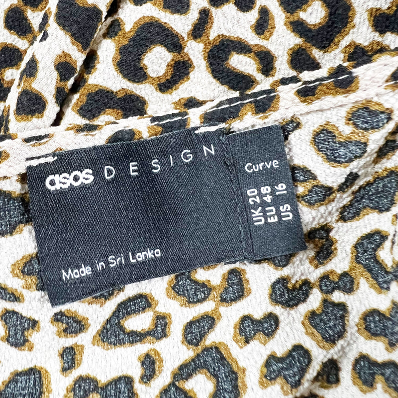 Asos Design Cheetah Leopard Animal Print Pattern Crepe Mini Pullover Dress 16