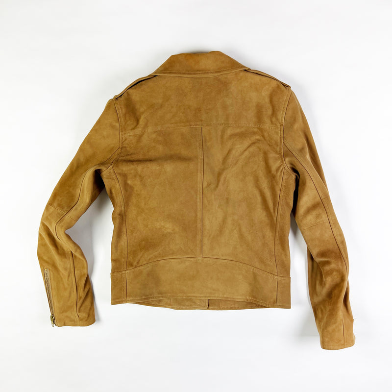 Fifth & Mode Frances Suede Leather Zip Lightweight Motorcycle Crop Jacket Coat 2
