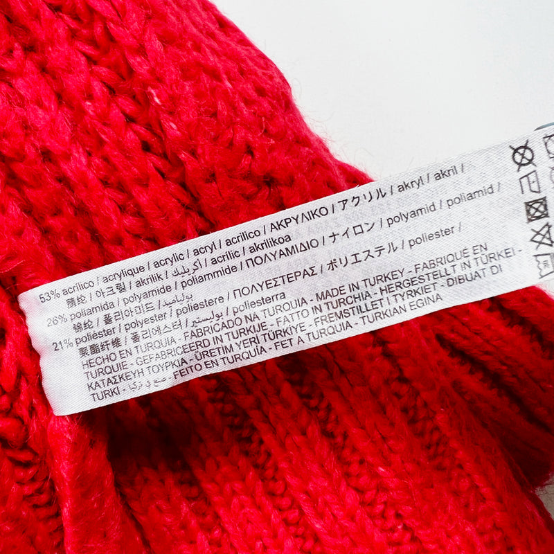 Zara Chunky Knit Shawl Waterfall Collar Open Front Stretch Cardigan Sweater Red