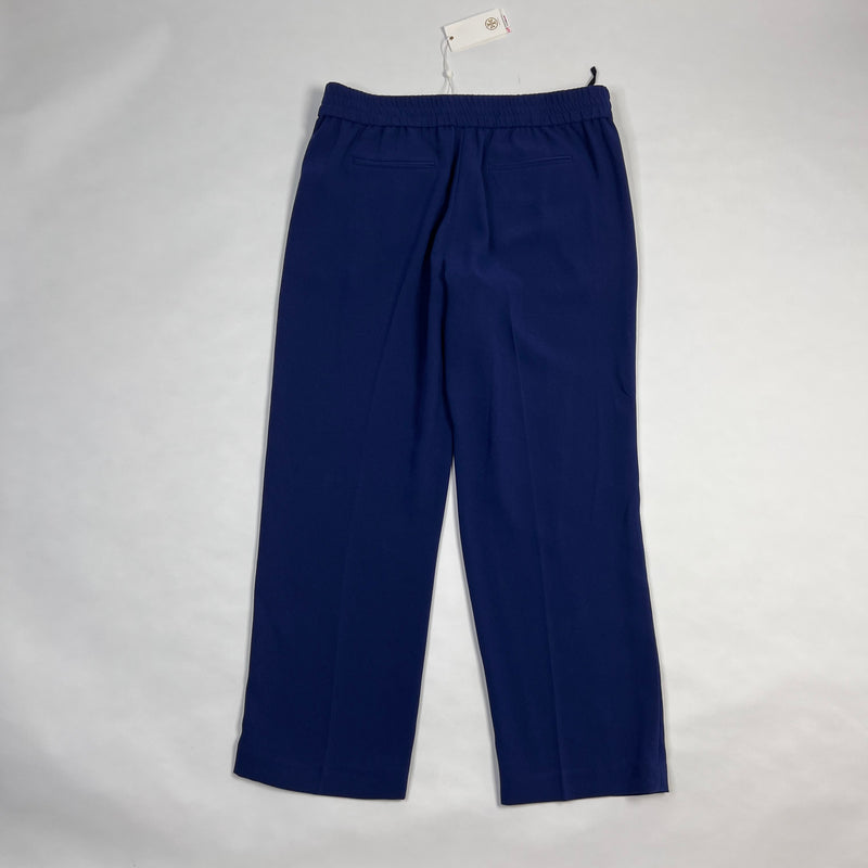 NEW Tory Burch Addison Crepe Pull On Stretch Waist Cropped Ankle Pants Navy Sea