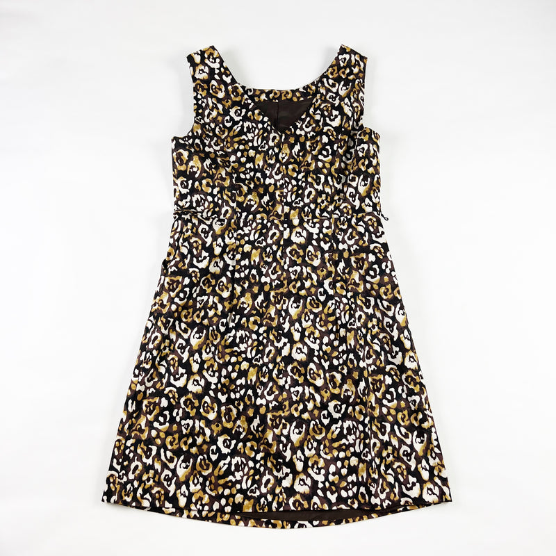 Michael Kors Cheetah Leopard Animal Print Pattern Cotton Stretch Sheath Dress 10