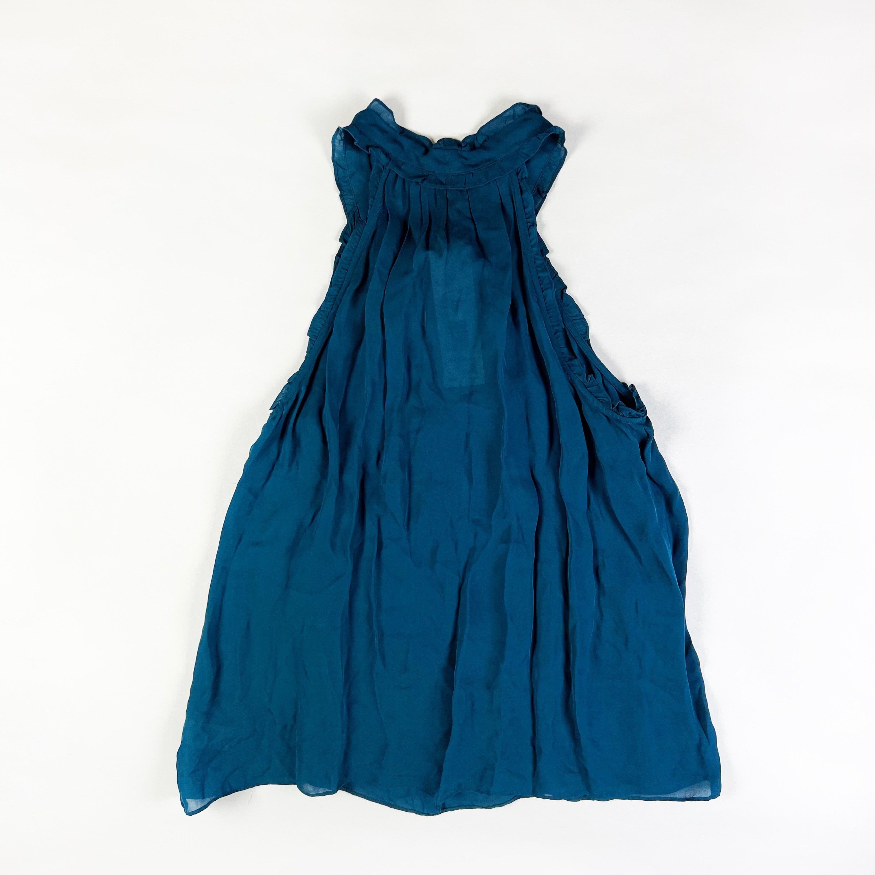 NEW Parker Allie Silk Blend V Neck Bow Tie Detail Sleeveless Blouse Everglade L