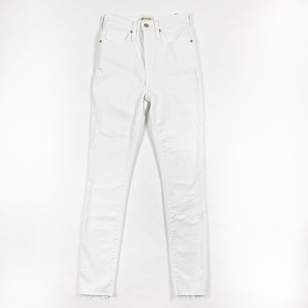 NEW Madewell 11" High-Rise Skinny Cotton Denim Jeans Pure White Raw-Hem Edition