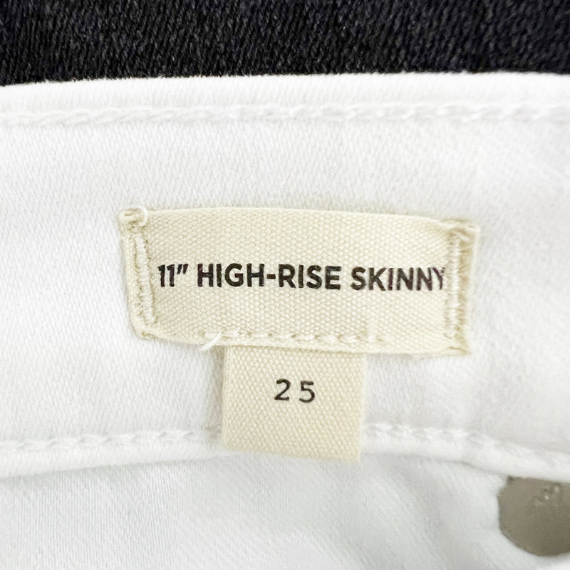 NEW Madewell 11" High-Rise Skinny Cotton Denim Jeans Pure White Raw-Hem Edition