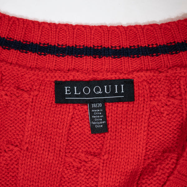 NEW Eloquii Knit Stretch Chunky Knit Cardigan Sweater Dress With Stripe Detail