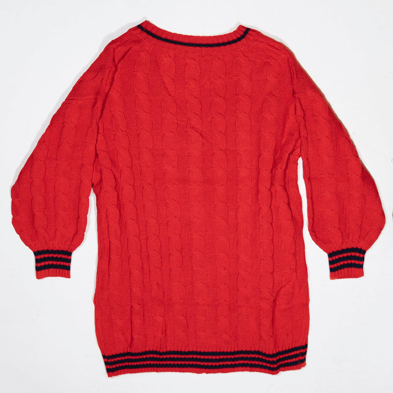 NEW Eloquii Knit Stretch Chunky Knit Cardigan Sweater Dress With Stripe Detail