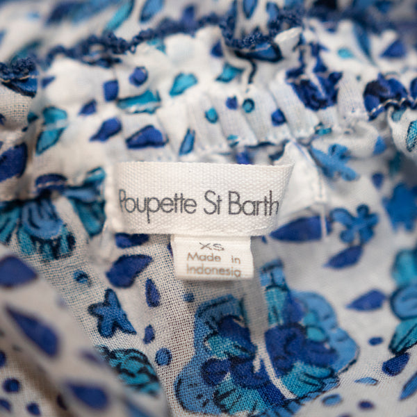 Poupette St Barth Nana Off The Shoulder Cotton Crop Top Floral Printed Blouse XS