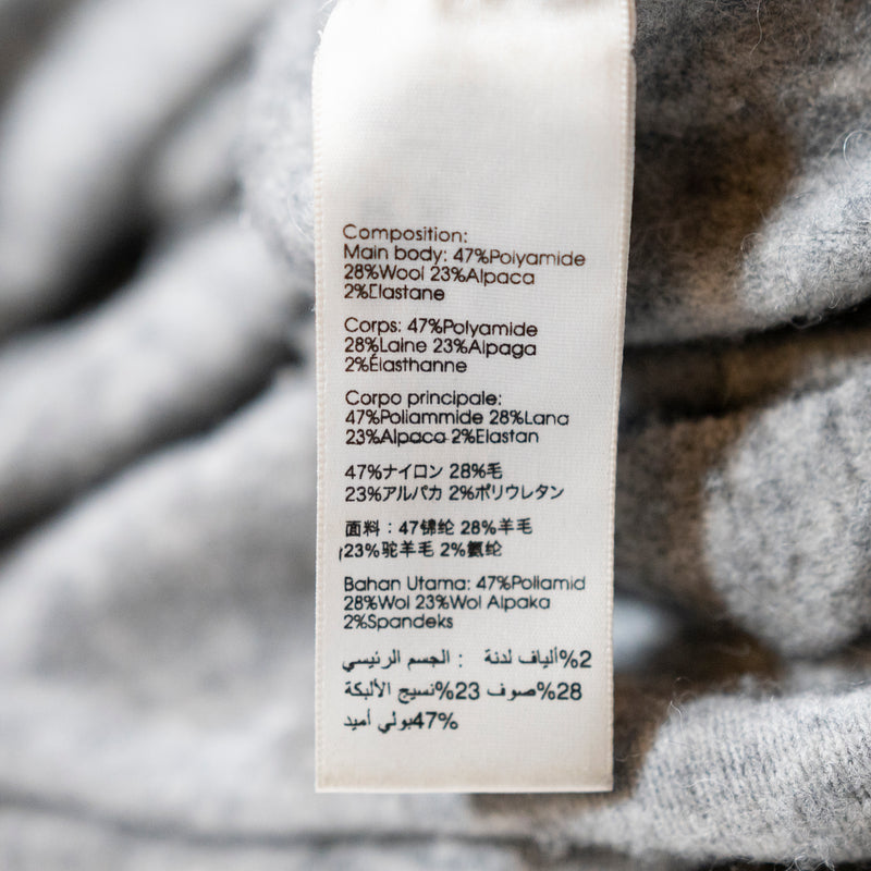 3.1 Phillip Lim Wool Alpaca Knit Mock Neck Ruffle Sleeve Pullover Sweater Gray