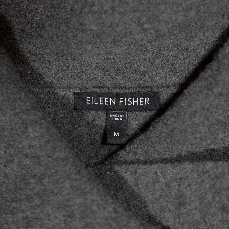 Eileen Fisher Women's Wool Felt Knit Collared One Button Wrap Cardigan Sweater M